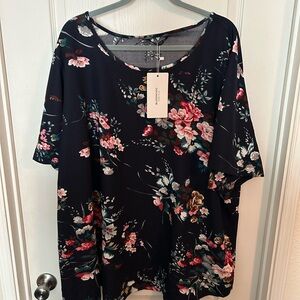 BloomChic Black Oversized Boxy Short Sleeve Blouse